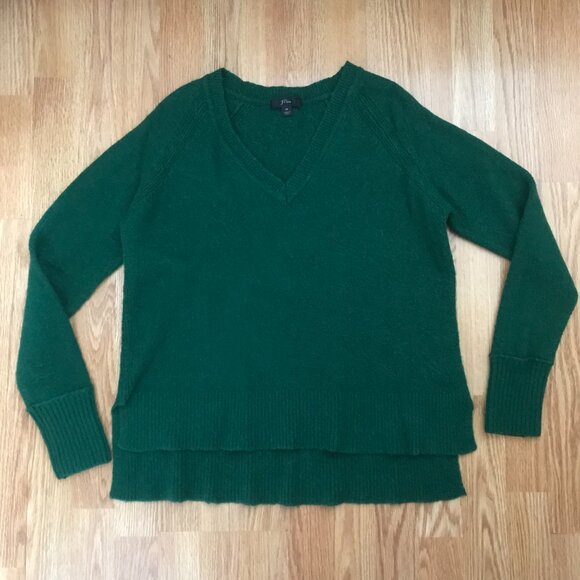 J. Crew Alpaca Merino Wool V-neck Pullover Sweater in Yarn Green M - Picture 4 of 9